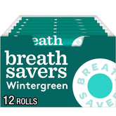 Breath Savers Wintergreen mints box for all-day freshness.