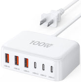 Breeket 100W USB-C fast charger front view for rapid multi-device charging at the desk.