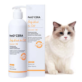 Breezytail PetO’Cera bottle showing all-in-one shampoo for gentle cleansing.