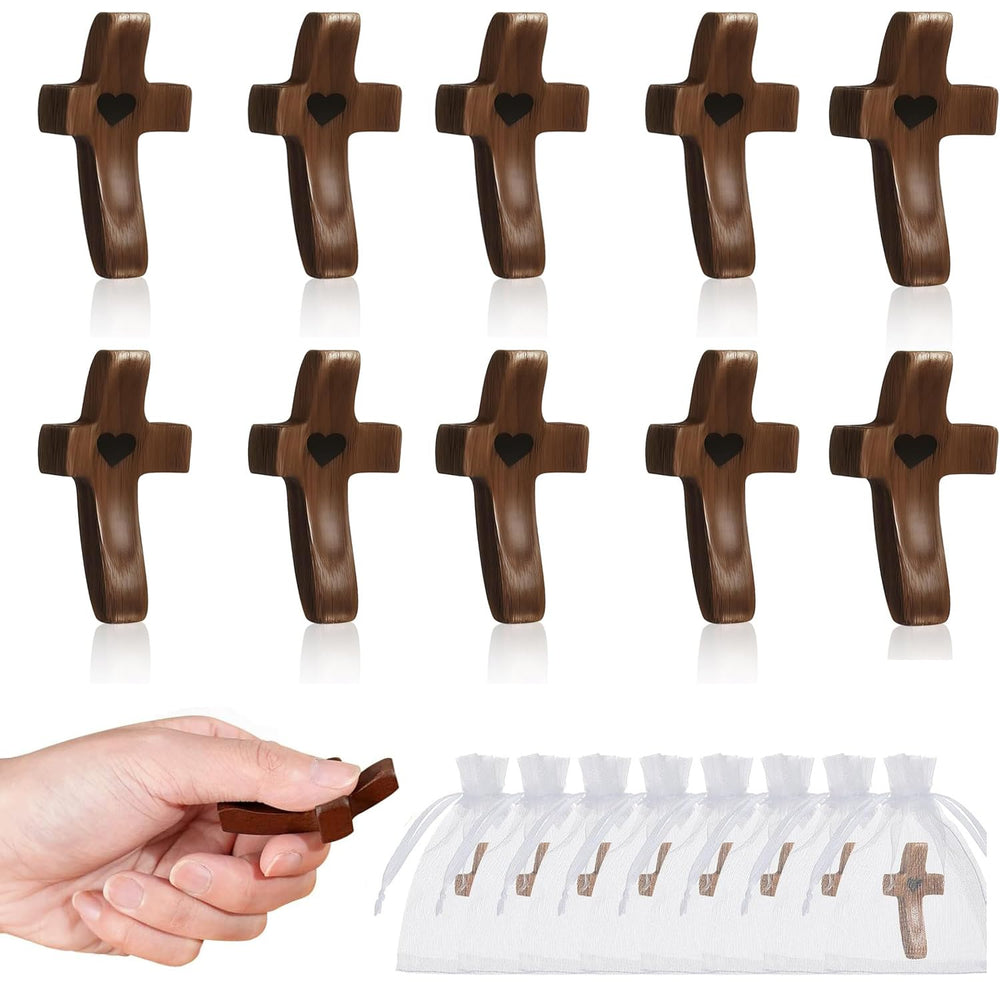 Brevynx handmade walnut cross with heart detail for meditation and focus