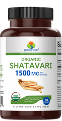 Shatavari label close-up reveals 1,500 mg per serving on the bottle