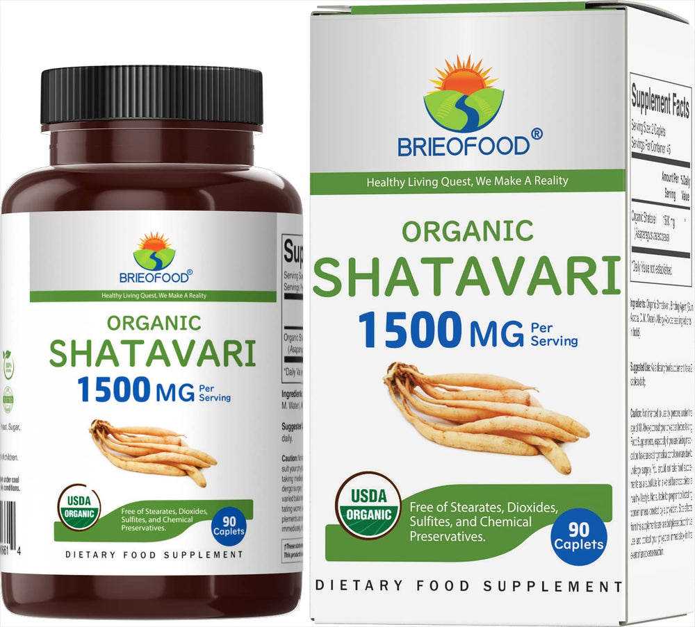 Brieofood Shatavari organic bottle front supports a vegetarian daily wellness routine
