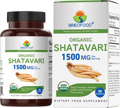 Brieofood Shatavari organic bottle front supports a vegetarian daily wellness routine