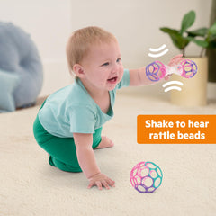 Bright Starts Delightful Duo Oball Classic pink ball promotes gripping and rolling play.