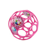 Bright Starts Oball Easy-Grasp Pink Rattle aids grip and sound exploration for babies.