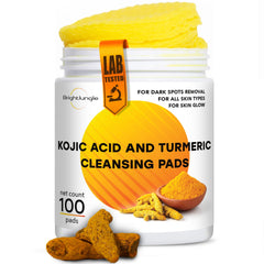 BRIGHTJUNGLE Kojic Turmeric Pads in jar front for gentle daily cleansing