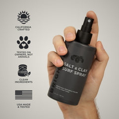 BRIGHTSIDE Salt and Clay Surf Spray mist close-up for easy, even application