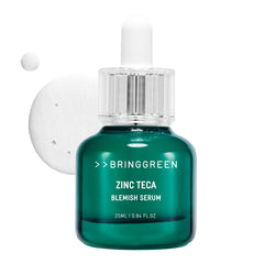 BRING GREEN Zinc TECA Serum bottle showing calming formula for sensitive skin