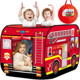 Britik Fire Truck Pop Up Tent setup ready for fast indoor play.