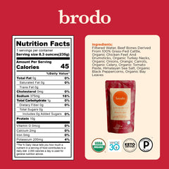Brodo grass-fed beef pouch highlighting rich broth for cooking base