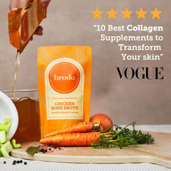 Brodo Deeply Rooted organic chicken bone broth packet as a rich cooking base