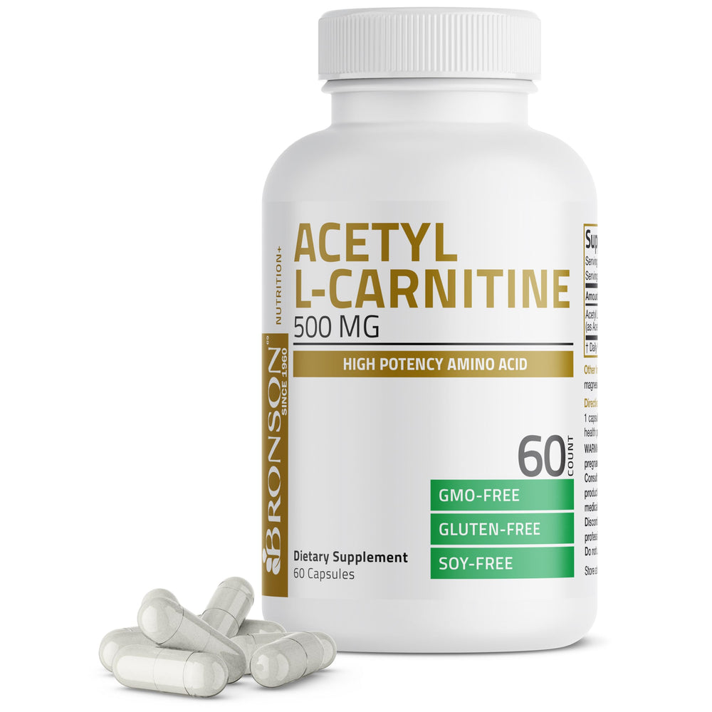 Bronson Acetyl L-Carnitine 500 mg capsules for daily wellness support