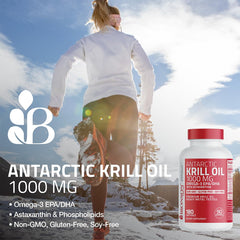 Bronson Antarctic Krill Oil packaging highlighting phospholipids content.