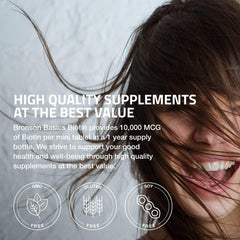 Bronson Biotin gluten-free and soy-free badge signals allergen-friendly option.