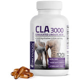 Bronson CLA 3000 bottle front view; high potency CLA softgels for weight management potential.