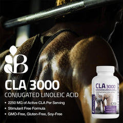 Bronson CLA 3000 bottle label highlights non-GMO safflower.