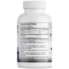 Closeup of Bronson CLA 3000 softgels for daily non-stimulating use.