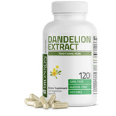 Bronson Dandelion Extract bottle pour showing daily dosing and packaging