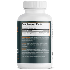 Bronson Folic Acid 800 MCG bottle front with label