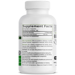 Bronson Ginkgo Biloba capsules closeup showing vegetarian capsules for focus.