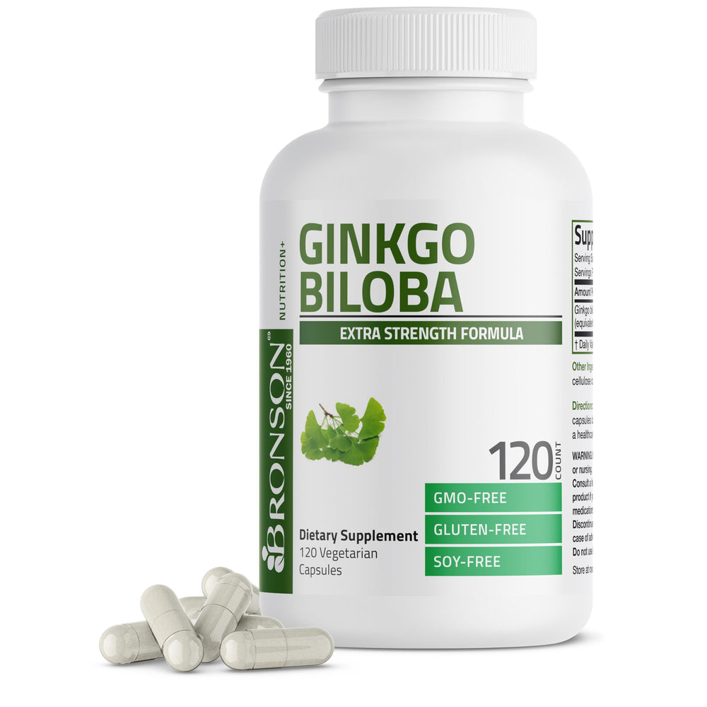 Bronson Ginkgo Biloba Extra Strength bottle supports daily focus.