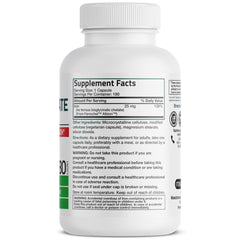 Close-up of Bronson Iron Bisglycinate 25 mg capsules.
