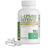 Bronson L-Lysine Defense bottle on a clean surface suggesting immune support potential.
