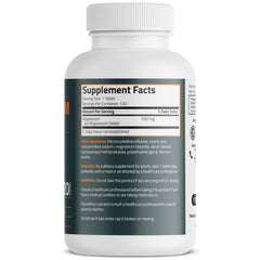 Bronson Magnesium 500mg tablet side angle highlighting potency.