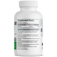 Bronson Magnesium Glycinate label close-up highlighting chelated minerals for absorption