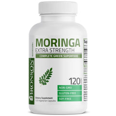 Bronson Moringa label front; transparency and quality cues.