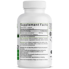 Close-up of label showing non-GMO, gluten-free, soy-free Bronson formula.