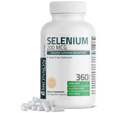 Bronson Selenium 200 mcg bottle closeup showing compact capsules for easy daily intake potential immune support