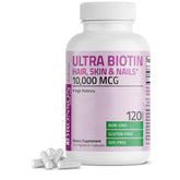 Bronson Ultra Biotin bottle pour showing easy-to-swallow capsules for daily wellness