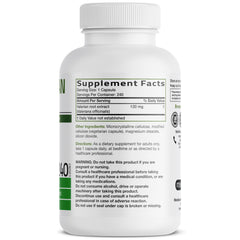 Bronson Valerian Root Capsules bottle closeup label emphasizes non-GMO and gluten-free.