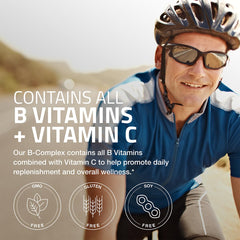 Bronson Vitamin B Complex bottle with glass illustrating a simple daily wellness routine
