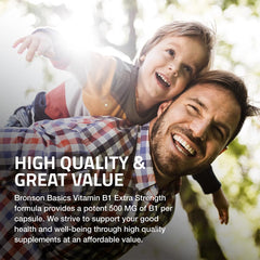 Product label of Bronson Vitamin B1 Extra Strength with cGMP quality assurances