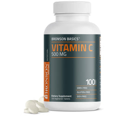 Bronson Vitamin C 500mg tablet front label highlighting immune support potential