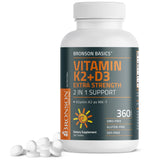 Bronson Vitamin K2 MK-7 + D3 extra-strength bottle ready for daily use.