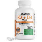 Bronson Vitamin K2 MK-7 + D3 Minis bottle for easy daily maintenance