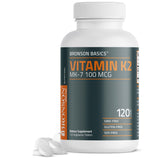 Bronson Vitamin K2 MK-7 bottle front, packaging highlights quality bone support.
