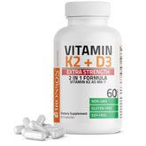 Bronson Vitamin K2 MK-7 with D3 bottle closeup for easy daily intake.