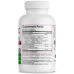 Bronson Women's Probiotic 50B capsules close-up highlighting easy-to-swallow form.