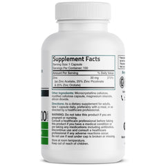 Bronson Zinc Triple Play capsules close-up highlighting zinc acetate, picolinate and orotate