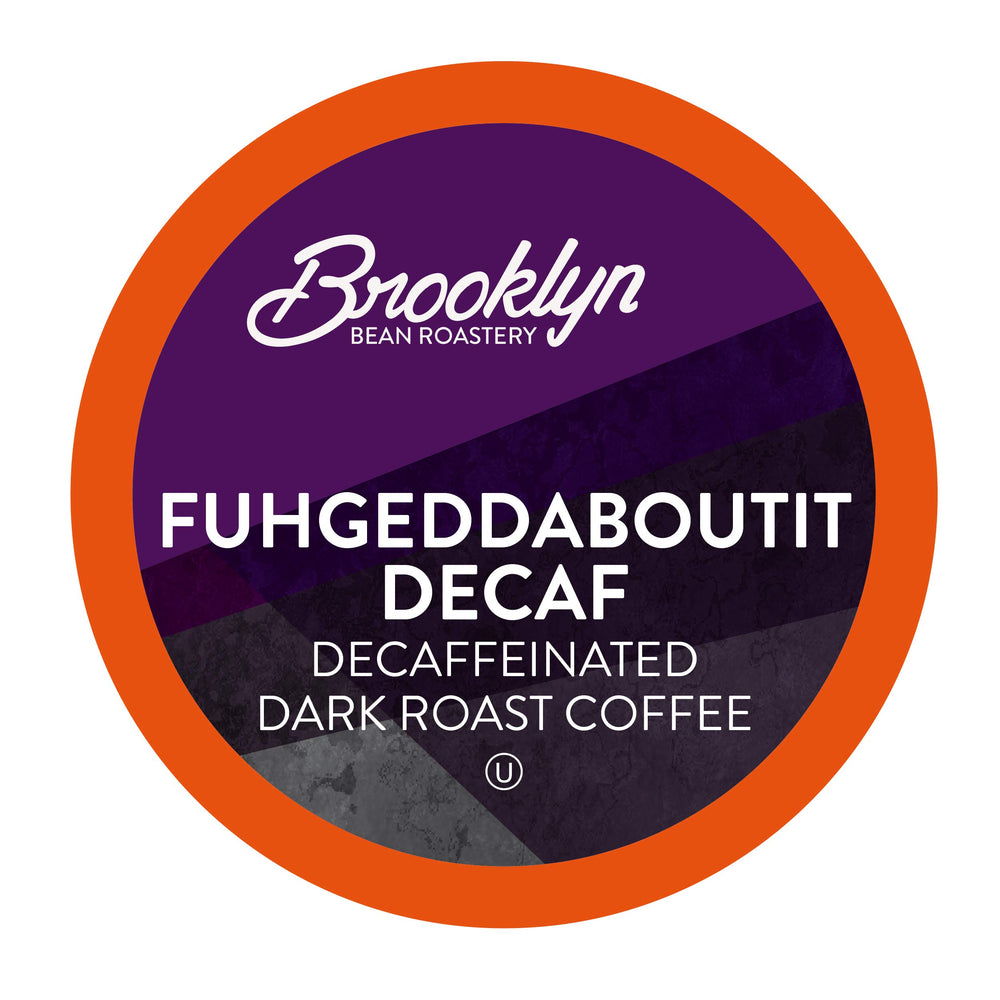 Brooklyn Beans Fuhgeddaboutit Decaf pods on the counter reveal bold flavor without caffeine