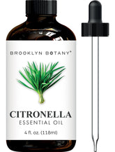 Brooklyn Botany Citronella oil in amber bottle enhances outdoor ambience