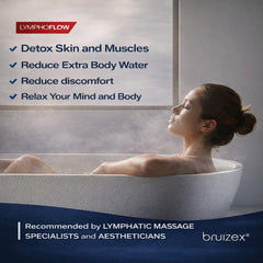 Bruizex bath salts being poured from a cup for a calming soak