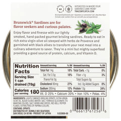 Brunswick Brisling sardines in olive oil with herbs and spices for flavorful pasta add-ins