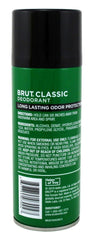 Brut 10oz can close-up highlights classic scent and protection for long days