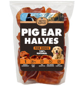 BRUTUS & BARNABY pig ear halves pack for easy portion control and mess-free snacking.