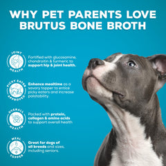 Brutus Bone Broth label highlights human-grade ingredients and quality